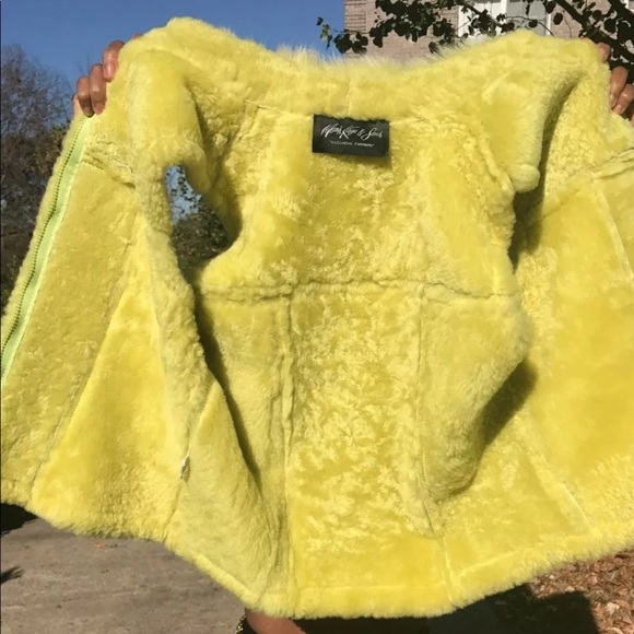 Morris Kaye Yellow Green fox Fur Vest jacket S-M - Picture 5 of 8